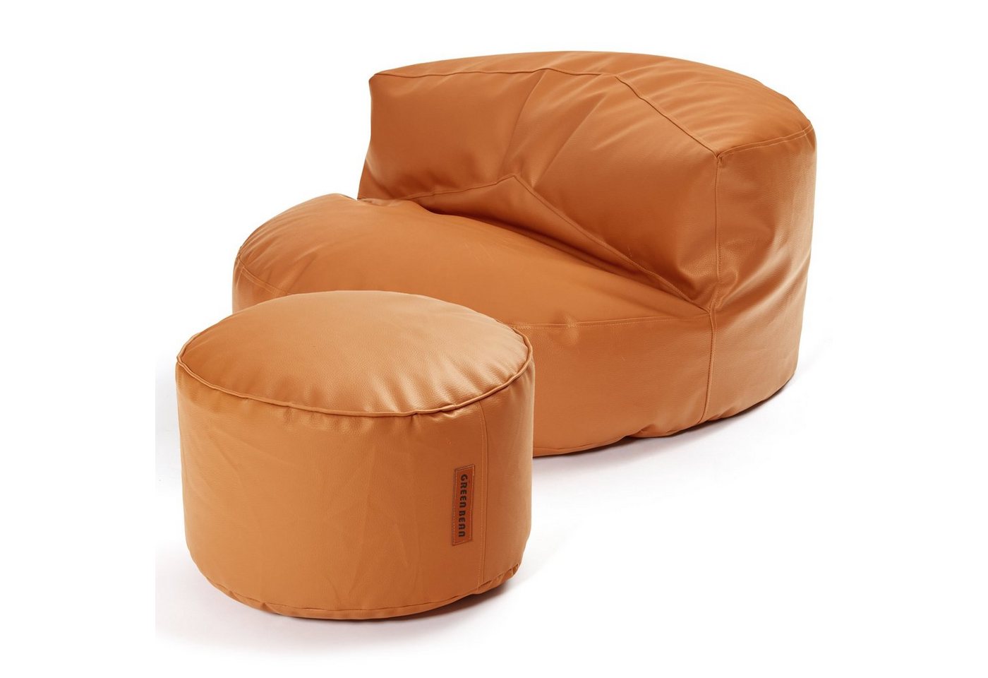 Green Bean Sitzsack Sofa + Pouf Sitzsack als Set aus Kunstleder, EPS Perlen Füllung ca. 90x45cm - Couch XXL Riesensitzsack Lounge von Green Bean