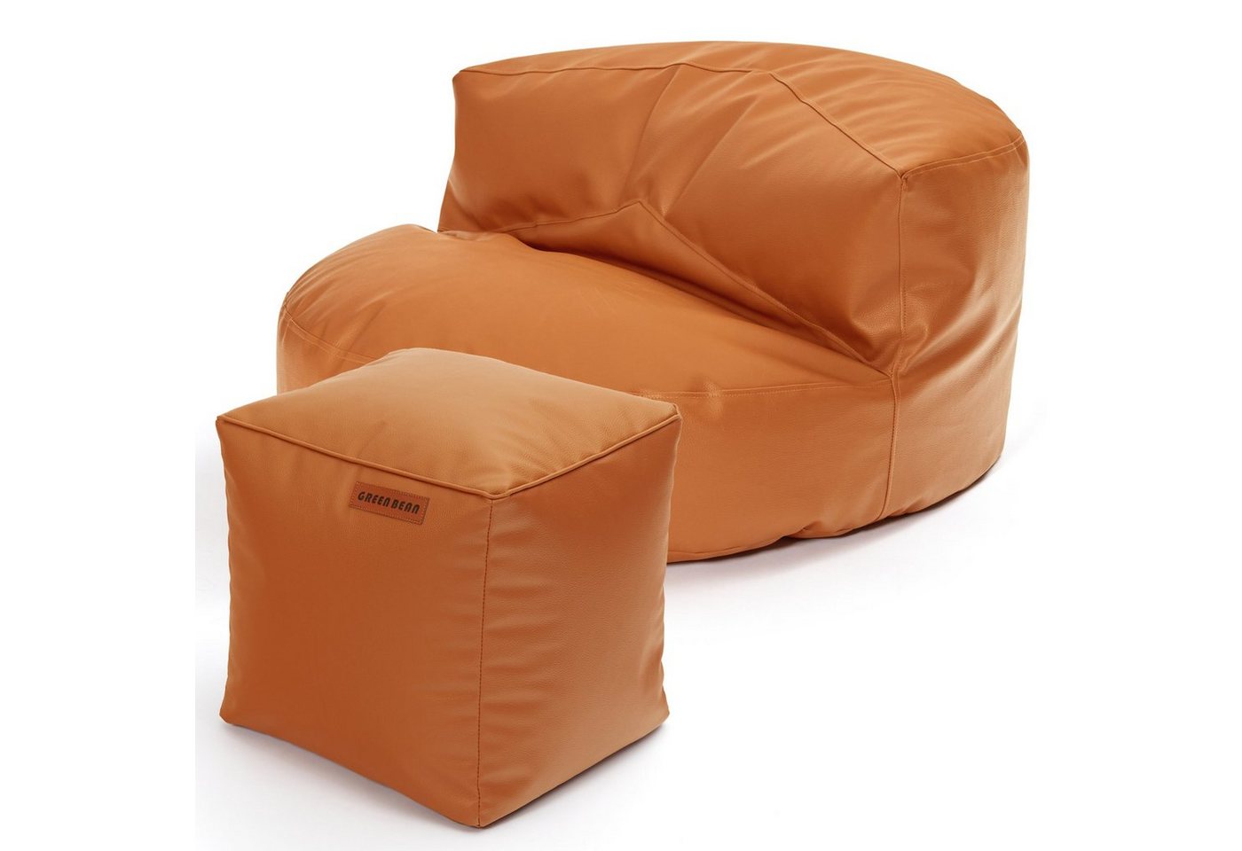 Green Bean Sitzsack Sofa + Pouf Sitzsack als Set aus Kunstleder, EPS Perlen Füllung ca. 90x45cm - Couch XXL Riesensitzsack Lounge von Green Bean