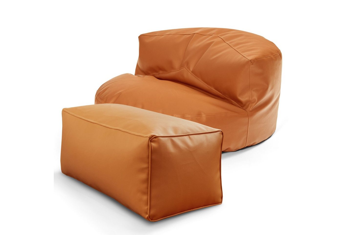 Green Bean Sitzsack Sofa + Pouf Sitzsack als Set aus Kunstleder, EPS Perlen Füllung ca. 90x45cm - Couch XXL Riesensitzsack Lounge von Green Bean