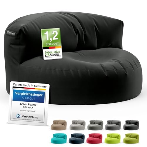 Green Bean Sitzsack Sofa mit Füllmaterial - Lounge im Sitzsack-Design 90x50cm mit ergonomischer Rückenlehne & waschbarem Bezug - Indoor und Outdoor geeignet in Schwarz von Green Bean