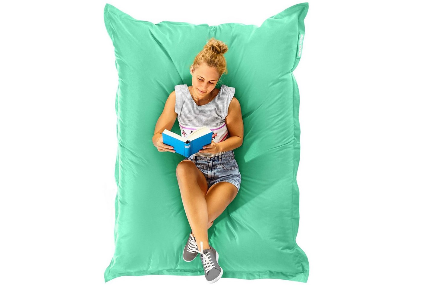 Green Bean Sitzsack Square (XXL Riesensitzsack 140x180cm 380 Liter Kinder & Erwachsene Bean Bag EPS Perlen Füllung, Groß Draußen Outdoor Liegekissen), Waschbar Wetterfest Lounge Sitzkissen Bodenkissen von Green Bean