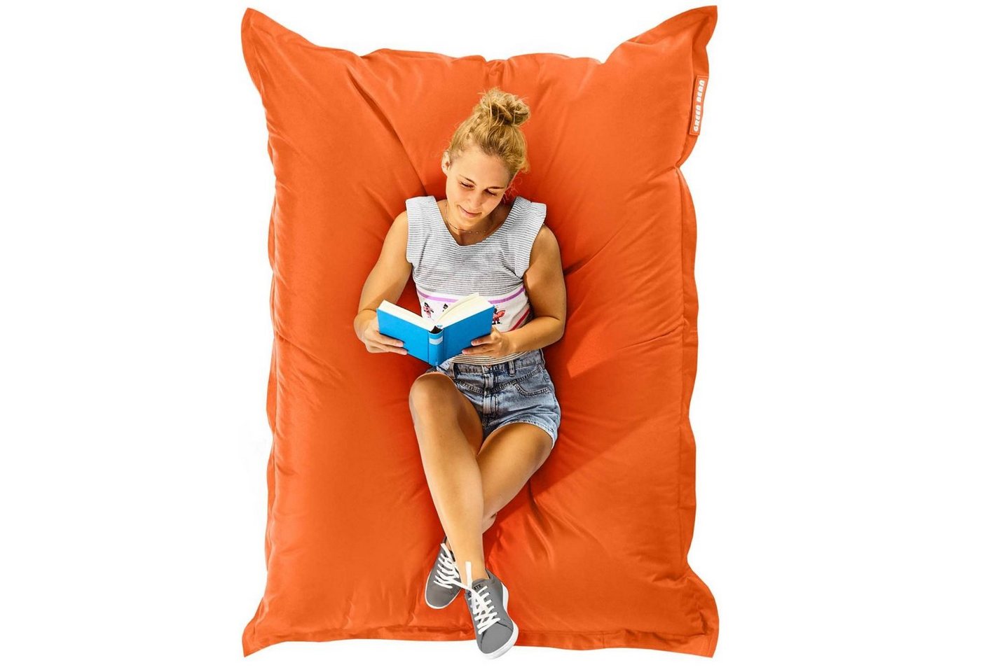 Green Bean Sitzsack Square (XXL Riesensitzsack 140x180cm 380 Liter Kinder & Erwachsene Bean Bag EPS Perlen Füllung, Groß Draußen Outdoor Liegekissen), Waschbar Wetterfest Lounge Sitzkissen Bodenkissen von Green Bean