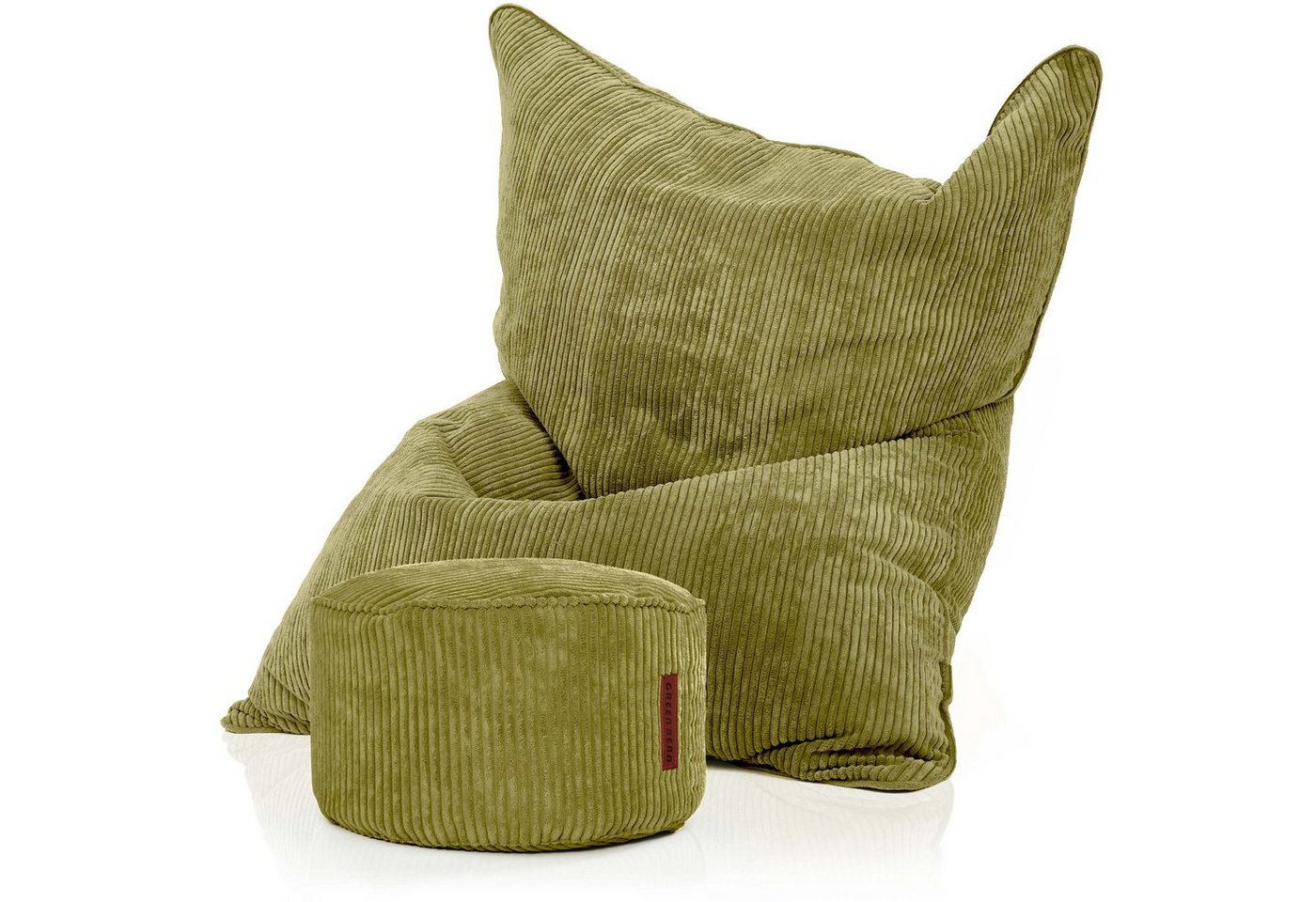 Green Bean Sitzsack Square Cord + Pouf (Sitzsack + Pouf im Set - XXL Riesensitzsack mit passenden Fußhocker, EPS Füllung), Bean Bag Bodenkissen Liegekissen Sitzkissen Indoor Drinnen Waschbar von Green Bean