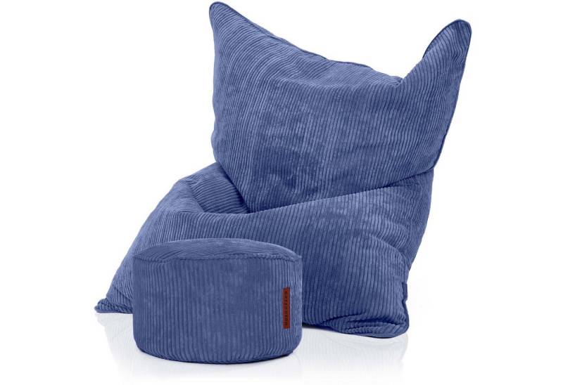 Green Bean Sitzsack Square Cord + Pouf (Sitzsack + Pouf im Set - XXL Riesensitzsack mit passenden Fußhocker, EPS Füllung), Bean Bag Bodenkissen Liegekissen Sitzkissen Indoor Drinnen Waschbar von Green Bean
