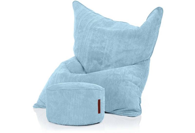 Green Bean Sitzsack Square Cord + Pouf (Sitzsack + Pouf im Set - XXL Riesensitzsack mit passenden Fußhocker, EPS Füllung), Bean Bag Bodenkissen Liegekissen Sitzkissen Indoor Drinnen Waschbar von Green Bean