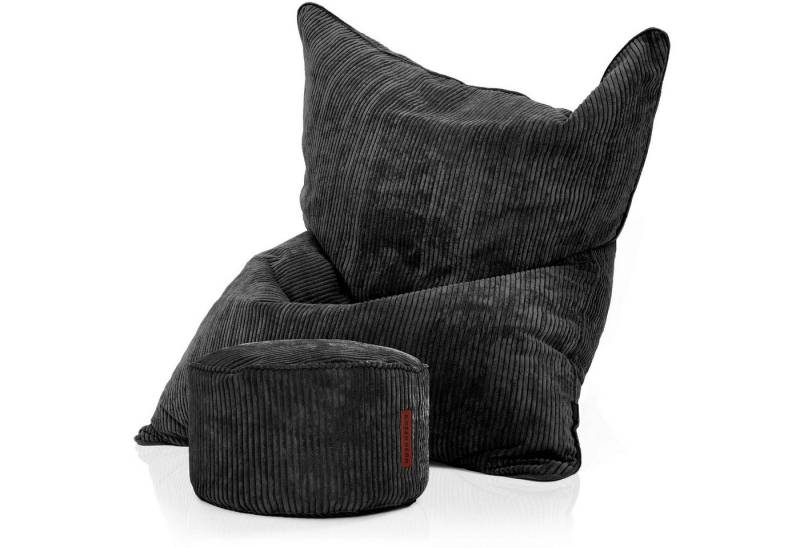 Green Bean Sitzsack Square Cord + Pouf (Sitzsack + Pouf im Set - XXL Riesensitzsack mit passenden Fußhocker, EPS Füllung), Bean Bag Bodenkissen Liegekissen Sitzkissen Indoor Drinnen Waschbar von Green Bean