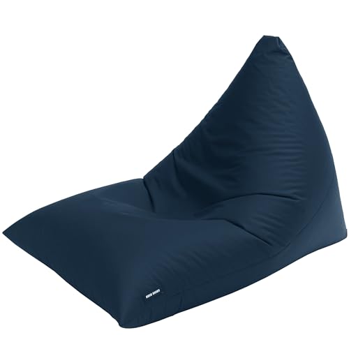Green Bean Sitzsack 'Triangle' 150x100x100cm mit 220 Liter EPS-Perlenfüllung - waschbarer Bezug - Outdoor-Stoff Bodenkissen Liegekissen Sitzkissen - dunkelblau von Green Bean