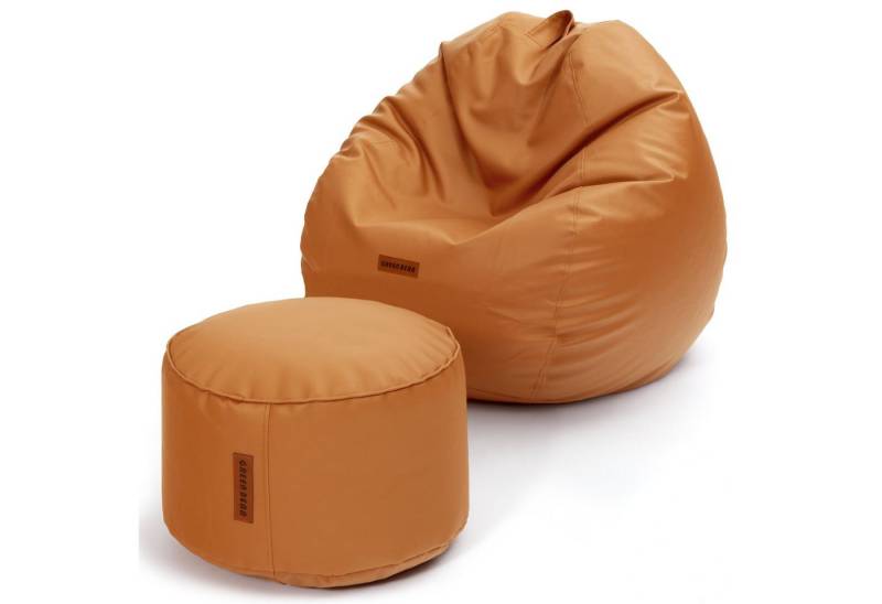 Green Bean Sitzsack XXL + Pouf als Set aus Kunstleder (Indoor / Outdoor, 3x Farben und verschiedene Kombinationen), Couch Kissen Riesensitzsack Lounge Chair Gamingstuhl Hocker Fußschemel von Green Bean