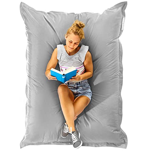 Green Bean Sitzsack XXL 140x180cm 380 Liter Kinder & Erwachsene Bean Bag EPS Perlen Füllung Riesensitzsack Groß Draußen Outdoor Liegekissen Waschbar Wetterfest Lounge Sitzkissen Bodenkissen Steingrau von Green Bean