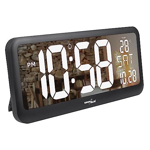 Green Blue GB214 Digitale Uhr mit Temperatuursensor 37x17cm Große Wanduhr Alarm LCD Display Zum Aufstellen auf Einem Tisch oder Zum Aufhängen an der Wand Stromversorgung über Netzteil Green Blue GB214 Digitale Uhr mit Temperatuursensor 37x17cm Große Wanduhr Alarm LCD Display Zum Aufstellen auf Einem Tisch oder Zum Aufhängen an der Wand Stromversorgung über Netzteil von Green Blue