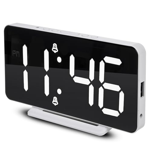 Green Blue GB383 Digitaler LED-Wecker Uhr mit Alarm- und Thermometerfunktion, Doppelwecker mit Snooze/Schlummerfunktion, LED Display, USB-Ladeanschluss von Green Blue