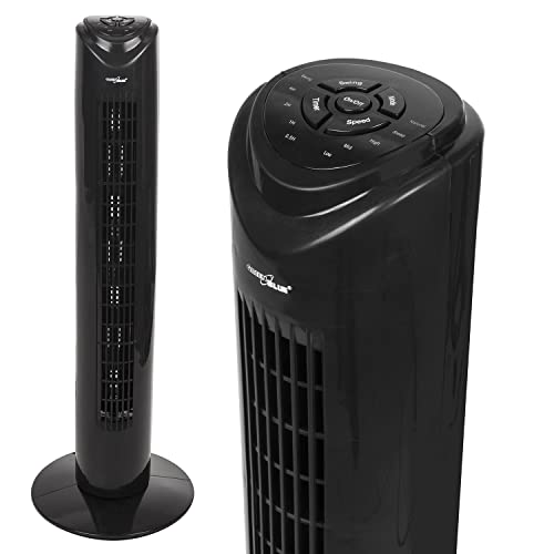 Green Blue GB645 Turmventilator mit Fernbedienung | 3 Modi & 3 Geschwindigkeiten | Oszillation 80° | Timer 7,5h | Leise 53dB | 82 cm Höhe | 45W Standventilator von Green Blue
