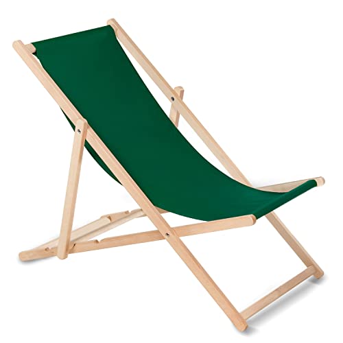 Green Blue Liegestuhl Sonnenliege Klappbar aus Buchholz ohne Armlehne Sonnenliege Gartenliege Liege (Dunkelgrün) von Green Blue