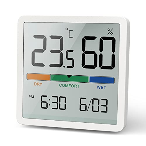 GreenBlue GB380 Thermometer Hygrometer mit Uhr- und Datumsfunktion Temperaturbereich -9,9 bis +60 Grad Celsius von Green Blue