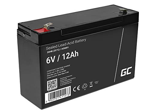 Green Cell® AGM 6V 12Ah Akku Vlies Batterie VRLA Blei Batterie Bleiakku Ersatzakku Akkubatterie Versorgungsbatterie Zyklenfest Wartungsfrei für Elektro Spielzeug | Alarm | Notstrom | Kinderfahrzeuge von Green Cell