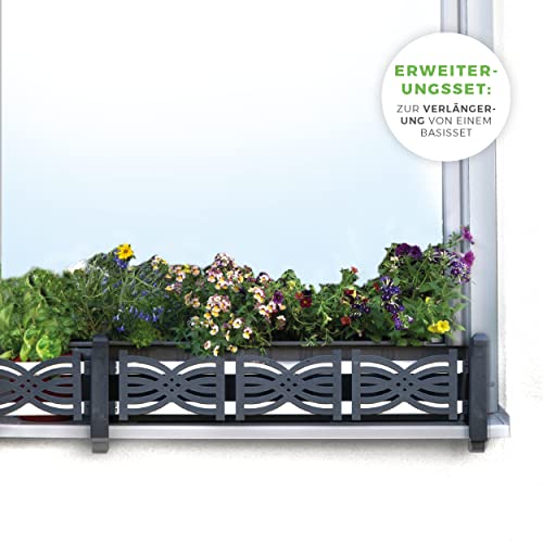 Blumenkasten Halterung für die Fensterbank: masu ERWEITERUNGSSET zur Verlängerung eines masu BASISSET, Balkonkasten Halterung, Austia-Edition (Erweiterungsset: Waves, Anthrazit) von Green Creations