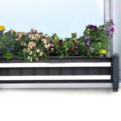 Blumenkasten Halterung für die Fensterbank: masu ERWEITERUNGSSET zur Verlängerung eines masu BASISSET, Balkonkasten Halterung, Austia-Edition (Erweiterungsset: ohne Dekorelemente, Anthrazit) von Green Creations