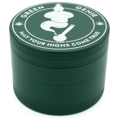 Green Genie - Premium Keramik Grinder - Dunkelgrün - ⌀63mm groß - Keramik beschichtet - inkl. Glasmundstück, Pinsel. Pollenschaber und hochwertiger Tragetasche Green Genie - Premium Keramik Grinder - Dunkelgrün - ⌀63mm groß - Keramik beschichtet - inkl. Glasmundstück, Pinsel. Pollenschaber und hochwertiger Tragetasche von Green Genie may your highs come true