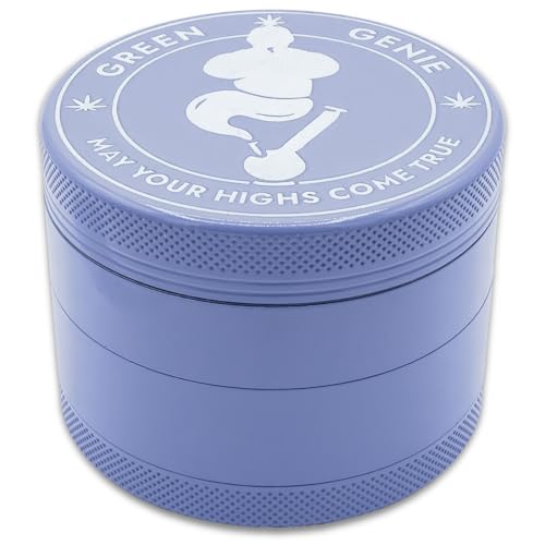 Green Genie - Premium Keramik Grinder - Lila - ⌀63mm groß - Keramik beschichtet - inkl. Glasmundstück, Pinsel. Pollenschaber und hochwertiger Tragetasche von Green Genie may your highs come true