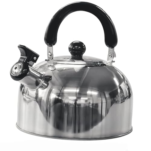 Green Haven Camping Wasserkocher 2L – Tragbarer Edelstahl Teekessel mit Pfeife, Für Gaskocher, Elektroherd & Lagerfeuer | Schnelles Kochen, Leicht & Mit Faltbarem Griff von Green Haven
