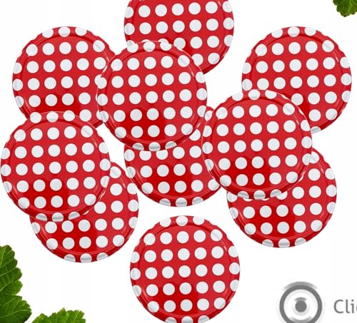 50 Stück X To 82 mm Rot Weiß Gepunktet Schraubdeckel für Gläser von Green Hobby