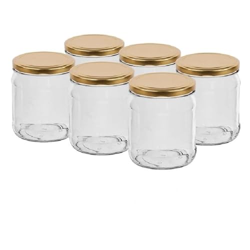 Green Hobby 450 ml Einweckgläser mit Deckel Gold to 82 Einmachgläser Vorratsgläser Einmachglas (Menge: 8 Stück) von Green Hobby