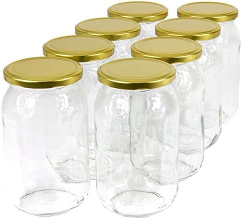Green Hobby 900 ml Einweckgläser mit Deckel Gold Einmachgläser Vorratsgläser (Menge: 8 Stück) von Green Hobby
