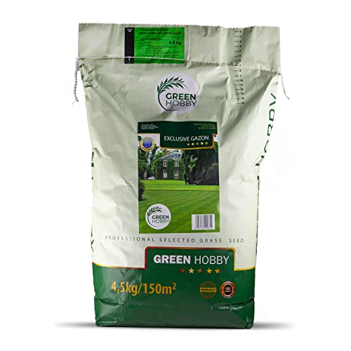 Green Hobby Rasensamen Grassamen Rasensaat Trockenresistent Winterhart Tiefgrün Robust 4,5 kg Exclusive Gazon von Green Hobby