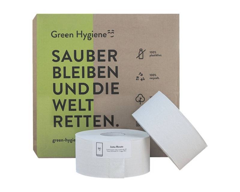 Green Hygiene® Toilettenpapier Jutta-Renate (16-St), Recycling, 2-lagig, weiß mit Prägung, parfümfrei, 180 m/Rolle von Green Hygiene®