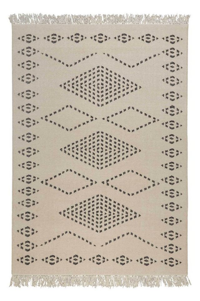 Teppich Belmont, Green Looop, Höhe: 5 mm, Wollteppich, handgewebt, Ethno Look, mit Fransen von Green Looop