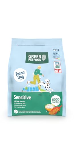 Green Petfood InsectDog Sensitive mit Insekten & Reis (1 x 900 g) | Adult | Premium Trockenfutter für ausgewachsene Sensible Hunde | Insekten als einziges tierisches Protein | weizenfrei | 1er Pack von Green Petfood