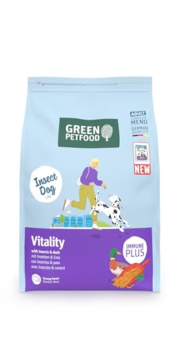 Green Petfood InsectDog Vitality mit Insekten & Ente (1 x 3 kg) | Adult | Premium Trockenfutter für ausgewachsene Hunde | glutenfrei | mit Vitamin E & C | niedriger Fettgehalt | 1er Pack von Green Petfood