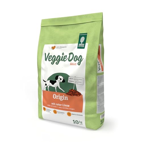 Green Petfood VeggieDog Origin (1 x 10 kg) | Adult | Premium Trockenfutter für ausgewachsene Hunde | 100% vegetarisch mit roter Linse | weizenfrei | nachhaltiges Hundefutter trocken | 1er Pack von Green Petfood