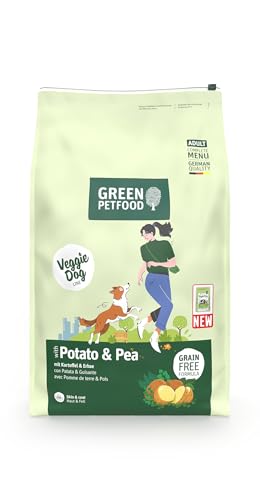 Green Petfood VeggieDog mit Kartoffel & Erbse (1 x 10 kg) | Adult | Premium Trockenfutter für ausgewachsene Sensible Hunde | vegetarisch & weizenfrei | mit leckerer Süßkartoffel | 1er Pack von Green Petfood