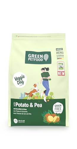 Green Petfood VeggieDog mit Kartoffel & Erbse (1 x 3 kg) | Adult | Premium Trockenfutter für ausgewachsene Sensible Hunde | vegetarisch & weizenfrei | mit leckerer Süßkartfoffel | 1er Pack von Green Petfood