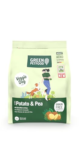 Green Petfood VeggieDog mit Kartoffel & Erbse (1 x 900 g) | Adult | Premium Trockenfutter für ausgewachsene Sensible Hunde | vegetarisch & getreidefrei | mit leckerer Süßkartoffel | 1er Pack von Green Petfood