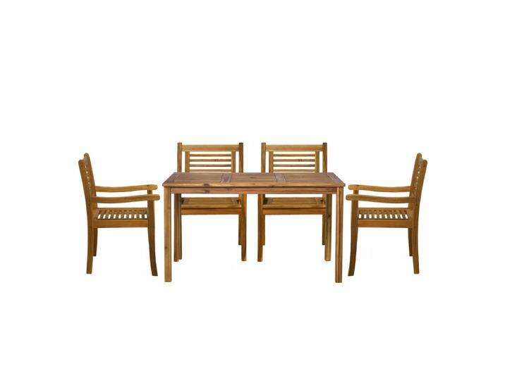 Garten Sitzgruppe Akazien Holz, für 4 Personen, 1 Tisch, 4 Stühle - Gartenmöbel Set, Gartengarnitur von Green-Spirit