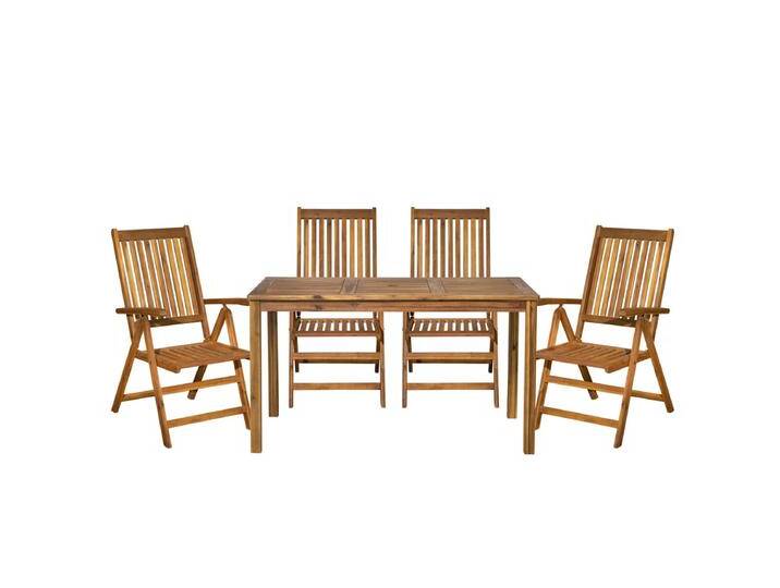Garten Sitzgruppe Akazien Holz, für 4 Personen, 1 Tisch, 4 Stühle - Gartenmöbel Set, Gartengarnitur von Green-Spirit