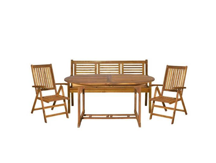 Garten Sitzgruppe Akazien Holz, für 5 Personen, 1 Tisch, 2 Stühle, 1 Bank - Gartenmöbel Set, Gartengarnitur von Green-Spirit