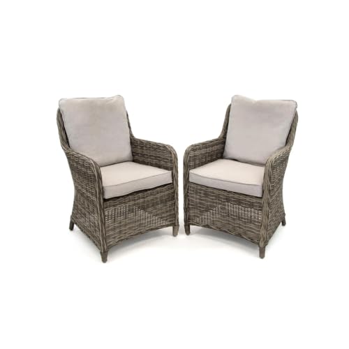 Green Spirit 2er Set Gartenstühle Ria - grau, Polyrattan, Hochlehner, mit Armlehnen, 60x65x91,5 cm - Garten-Stühle, Garten-Sessel, Rattan-Stühle für Terrasse von Green Spirit