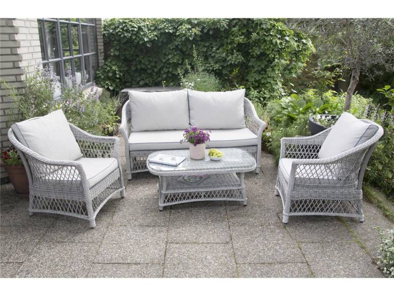 Green Spirit Gartenlounge-Set Aluminium Gartenmöbel Lounge Lisboa, (Set, 4-tlg), Gartenmöbel Set inkl. Zweisitzer Gartensofa, zwei Sessel und Tisch von Green Spirit