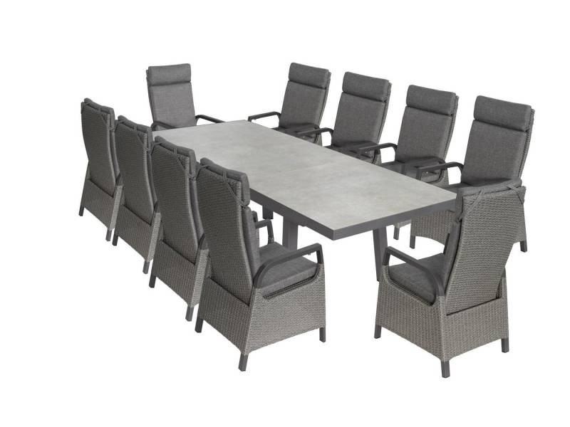 Green Spirit Gartenlounge-Set »Georgia 4« Gartenmöbel Set ausziehbar Sitzgruppe Outdoor Garnitur, (Set, 11-tlg), Aluminium, für 10 Personen, wetterfest - Garten, Terrasse & Outdoor von Green Spirit