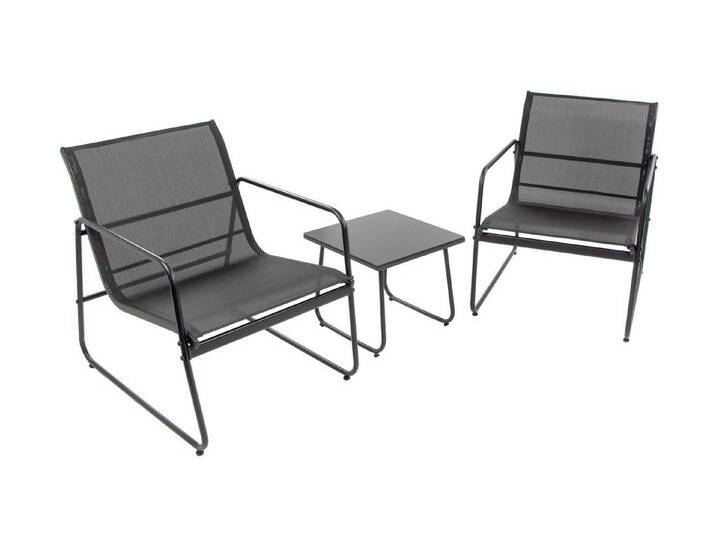 Green Spirit Gartenlounge-Set »Mali« Balkonmöbel Balkon Bistro Set platzsparend klein, (Set, 3-tlg., 2x Sessel, 1x Tisch), schwarz, Stahl, für 2 Personen, wetterfest - Garten, Terrasse von Green-Spirit