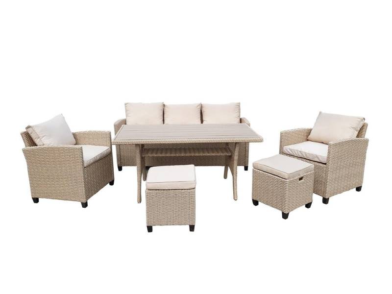 Green Spirit Gartenlounge-Set Uni2Raw-Artikel--1 Name folgt..., (Set, 6-tlg), Polyrattan, braun, 7 Personen, wetterfest - Garten, Terrasse & Outdoor von Green Spirit