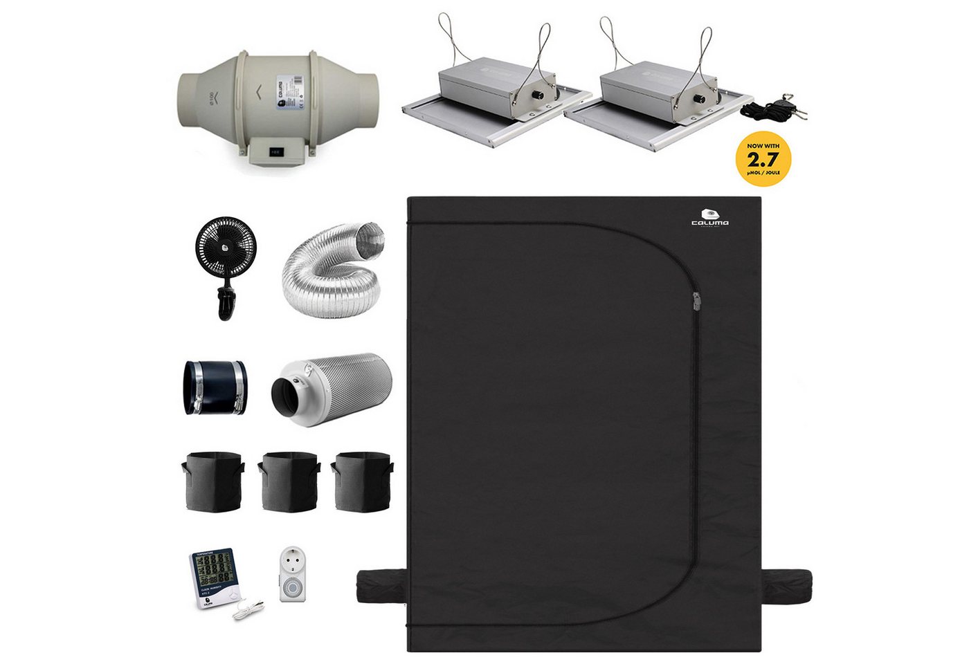 Green Spirit Gewächshaus Growbox Komplett Set 60x120 cm Growzelt 150W (2x75W) LED, 3 Pflanzen, BxTxH: 120 x 60 x 180 cm, Komplettset, 60x120x180 cm,2x75W LED,Axiallüfter 295m³/h,Aktivkohlefilter 270m³/h von Green Spirit