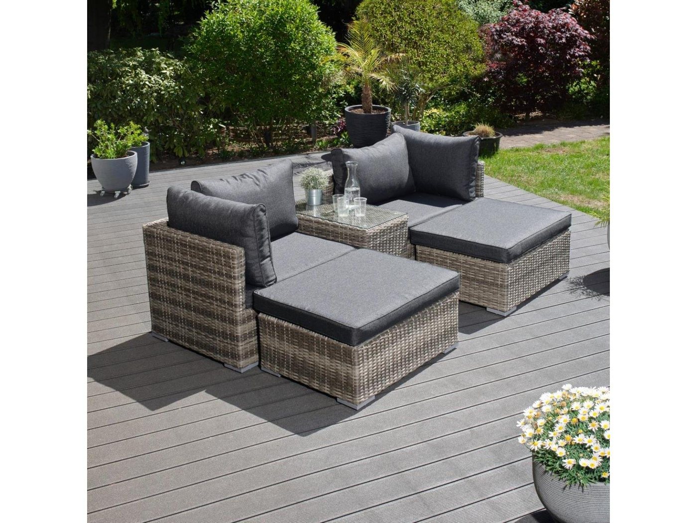 Green Spirit Gartenlounge-Set Aluminium Gartenlounge Samoa, hellgrau, (Set, 13-tlg), Sondersdition, Multifunktionslounge, Gartensofa von Green Spirit