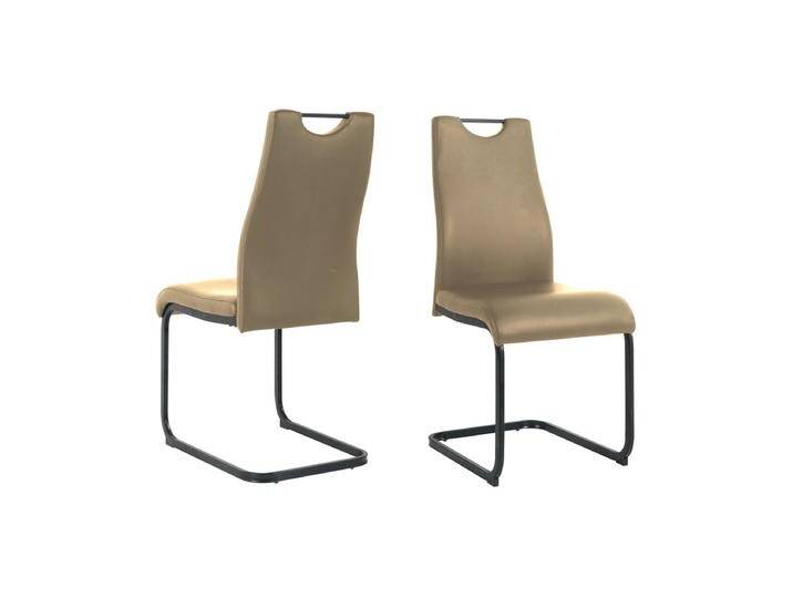 Stuhl 2er-Set, mit Freischwingergestell, Bezug taupe - Polsterstuhl, Esszimmerstuhl von Green-Spirit