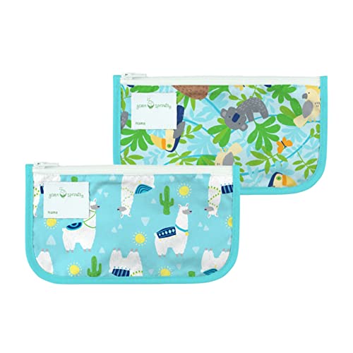 green sprouts Wiederverwendbare Snackbeutel (2er Pack) - Llamas & Sloth Jungle von green sprouts