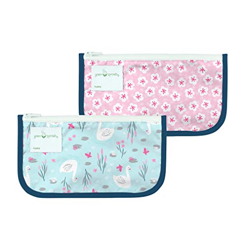 green sprouts Wiederverwendbare Snackbeutel (2er Pack) - Swan & Blossom von green sprouts