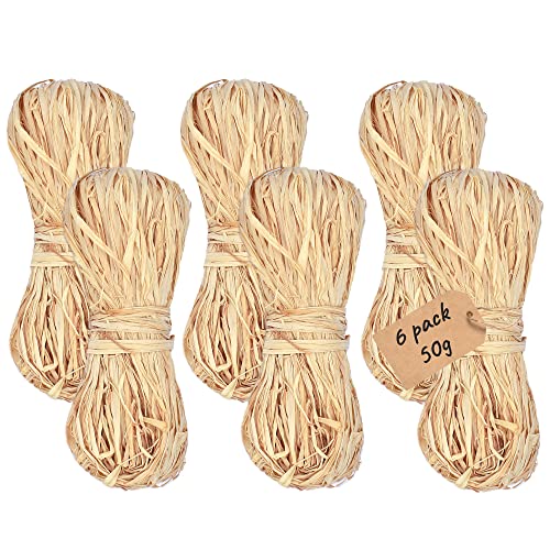 Raffia Roll Natürliches Bastseil, Bast-Bündel, Bast-Band, zum Verpacken von Geschenken, Garten-Bast für Floristen (Brown - 6 Pack) von Green Thumbz